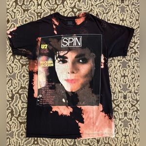 VTG Spin Magazine Michael Jackson Black Tie Dye T-Shirt Mens Small
